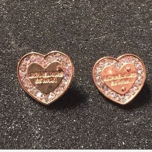 RARE EST. 1981 MK Gold & Crystal Heart Earrings